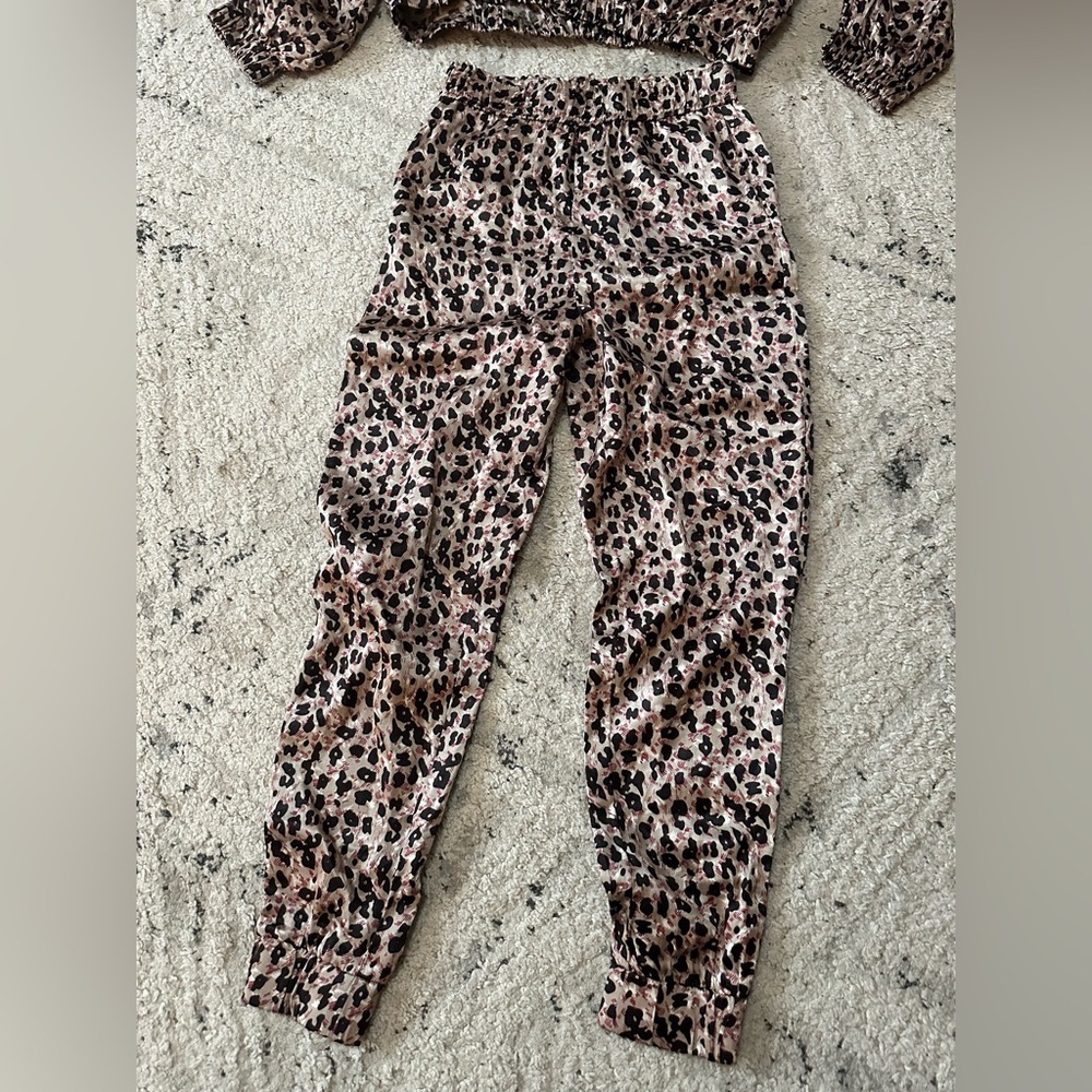 Zara Woman New Size S 2 pc set L/S JOGGING SET - SATIN EFFECT LEOPARD - Picture 7 of 7